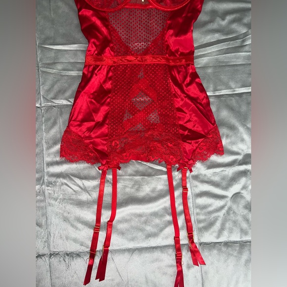 Fashion Nova Red Satin & Lace Chemise Lingerie Small - Picture 5 of 9